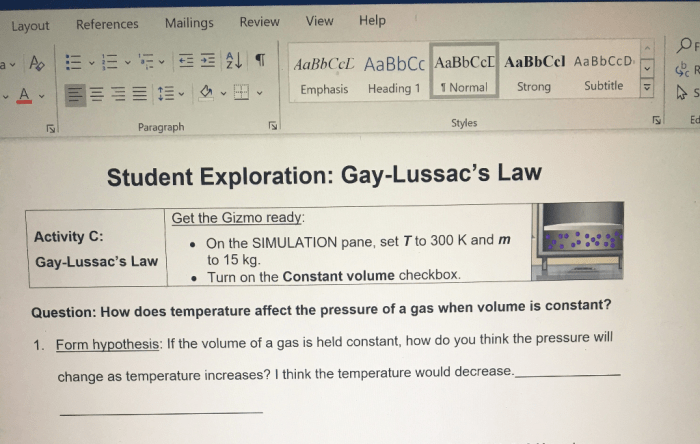 Student exploration ideal gas law gizmo answer key